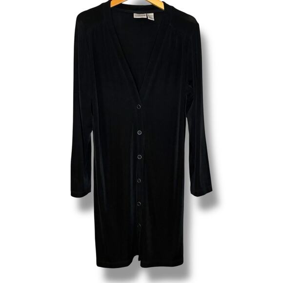 Chico's Dresses & Skirts - Chico's Travelers Dress Women's Size 2 (Large) Black Button Up Knee Length